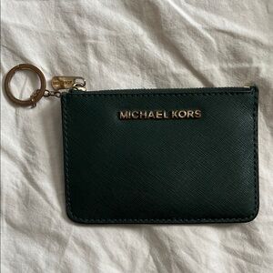 Michael Kors Dark Green Card Holder with Keyring